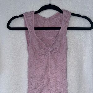 Pink sleeveless freepeople movement front cinch